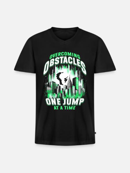 Parkour Parkourläufer Overcoming obstacles - Männer Premium Bio T-Shirt mit V-Ausschnitt - Schwarz