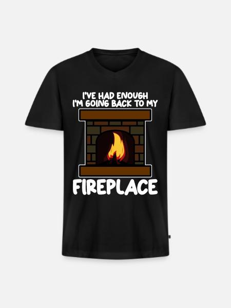 Fireplace Oven Firewood Stove - Men's Premium Organic T-shirt with V-neck - black