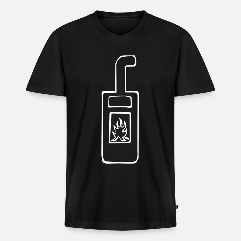 Fireplace Oven - Männer Premium Bio T-Shirt mit V-Ausschnitt - Schwarz