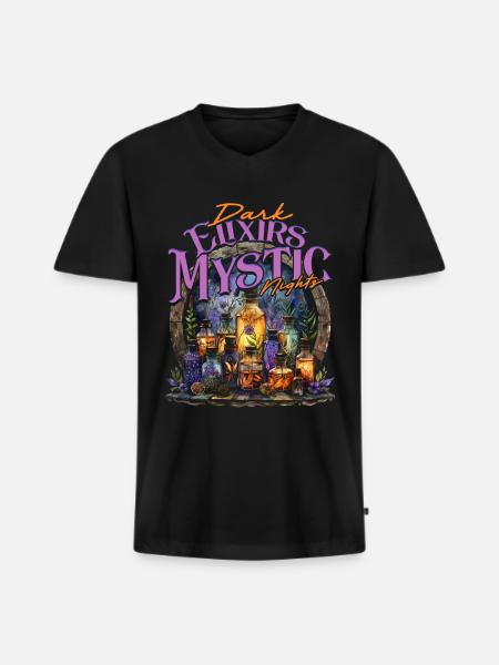 Apoteker Mørke Eliksirer Mystiske Nætter - Premium økologisk T-shirt med V-hals til mænd - sort