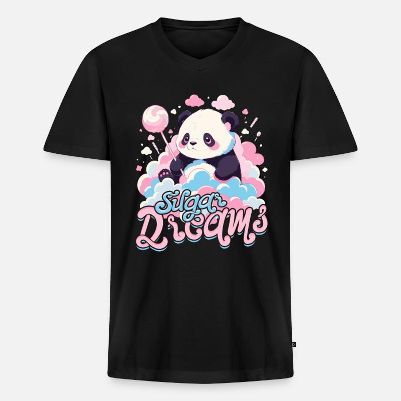 Zuckerwatte - Männer Premium Bio T-Shirt mit V-Ausschnitt - Schwarz