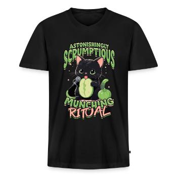 ASMR Astonishingly Scrumptious Munching Ritual - Men's Premium Organic T-shirt with V-neck - black - Front - Nico (187cm)