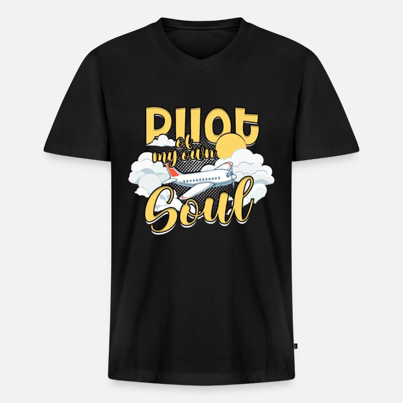 Erster Alleinflug Pilot - Männer Premium Bio T-Shirt mit V-Ausschnitt - Schwarz