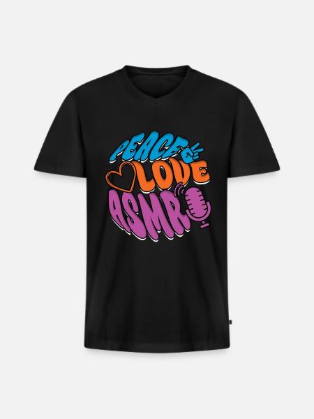 Peace Love ASMR - Männer Premium Bio T-Shirt mit V-Ausschnitt - Schwarz