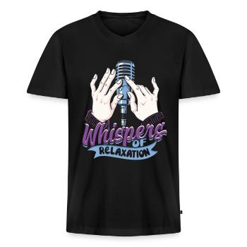 ASMR Flüstern Whispers of Relaxation - Men's Premium Organic T-shirt with V-neck - black - Front - Nico (187cm)