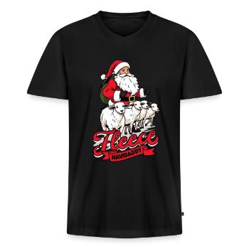 Schafhirte Schäferei Schafe Hirte - Männer Premium Bio T-Shirt mit V-Ausschnitt - Schwarz - Vorne - Nico (187cm)