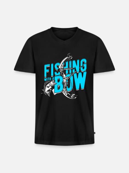 Bogenfischer Bogenfischen Bogenangeln - Männer Premium Bio T-Shirt mit V-Ausschnitt - Schwarz
