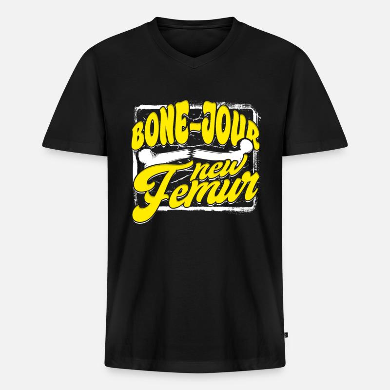 Beinbruch Gebrochener Oberschenkel - Männer Premium Bio T-Shirt mit V-Ausschnitt - Schwarz