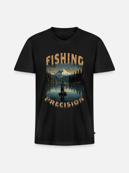 Bogenfischer Bogenfischen Bogenangeln - Männer Premium Bio T-Shirt mit V-Ausschnitt - Schwarz