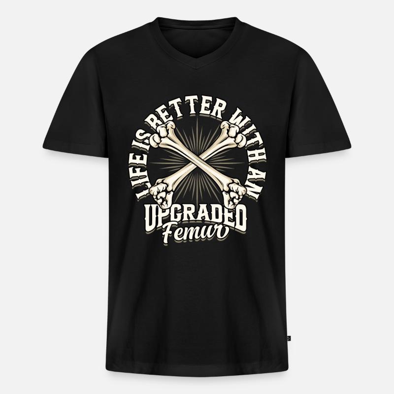 Beinbruch Gebrochener Oberschenkel - Männer Premium Bio T-Shirt mit V-Ausschnitt - Schwarz