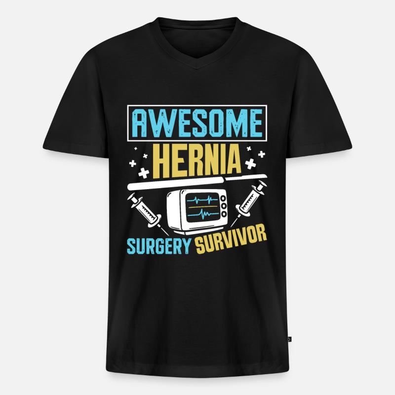 Hernia Surgery - Männer Premium Bio T-Shirt mit V-Ausschnitt - Schwarz