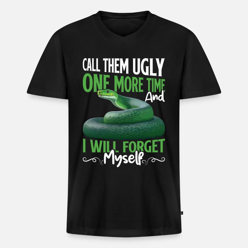 Green Tree Python - Men's Premium Organic T-shirt with V-neck - black