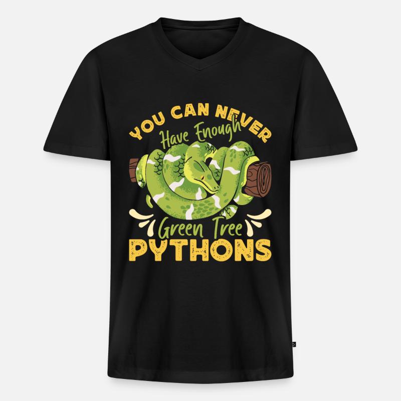 Green Tree Python - Men's Premium Organic T-shirt with V-neck - black