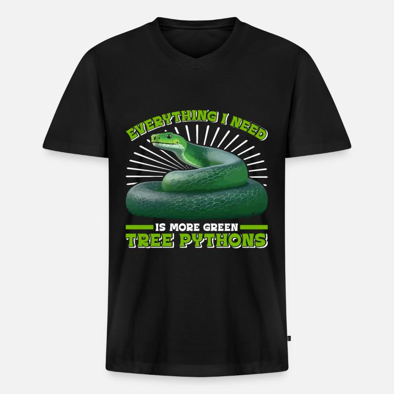 Green Tree Python - Men's Premium Organic T-shirt with V-neck - black