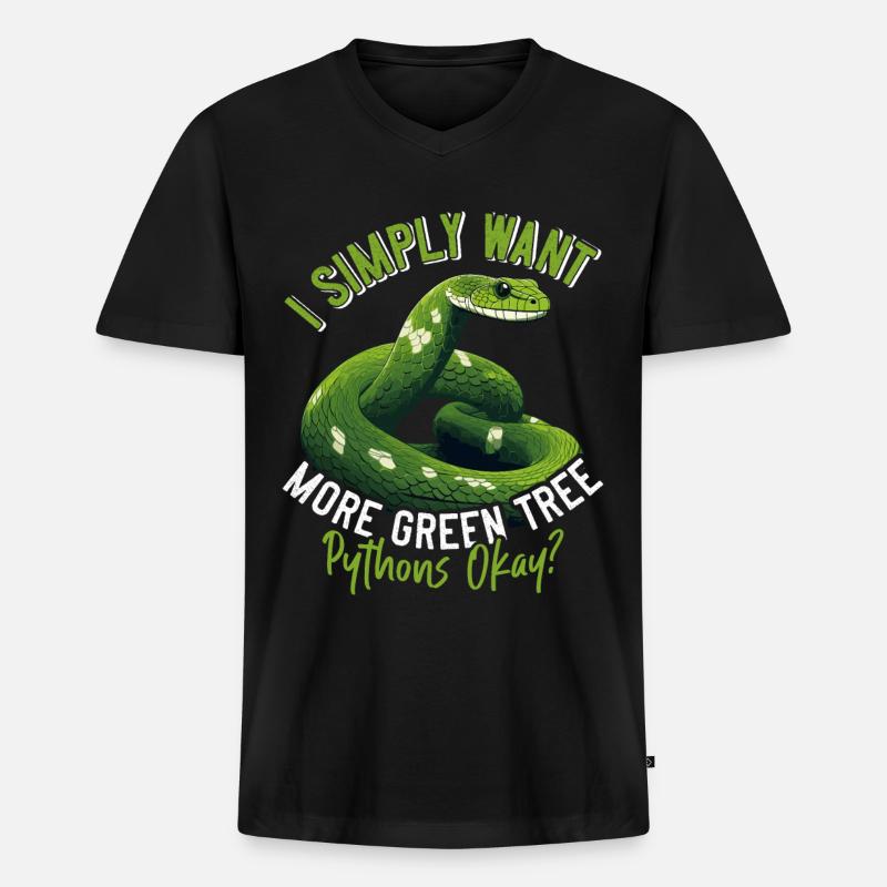 Green Tree Python - Men's Premium Organic T-shirt with V-neck - black