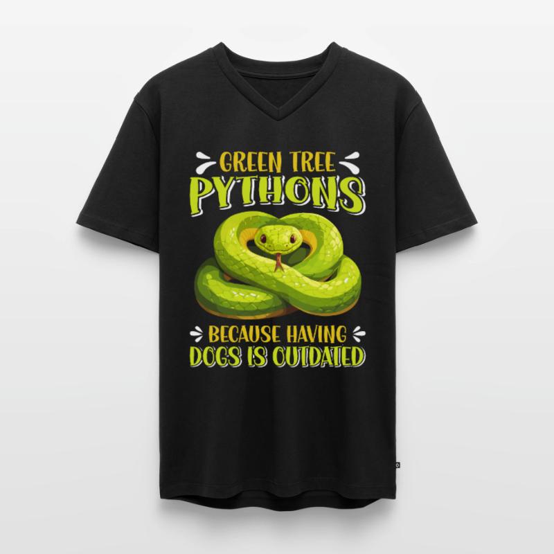 Python arborescent vert T-shirt encolure en V Premium bio Homme