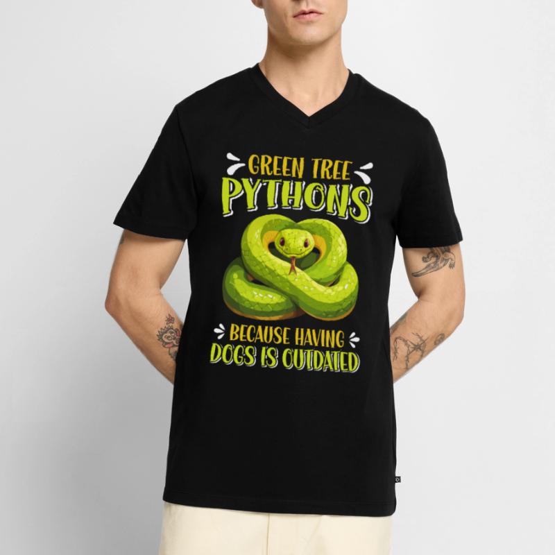 Green Tree Python Men's Premium Organic T-shirt with V-neck