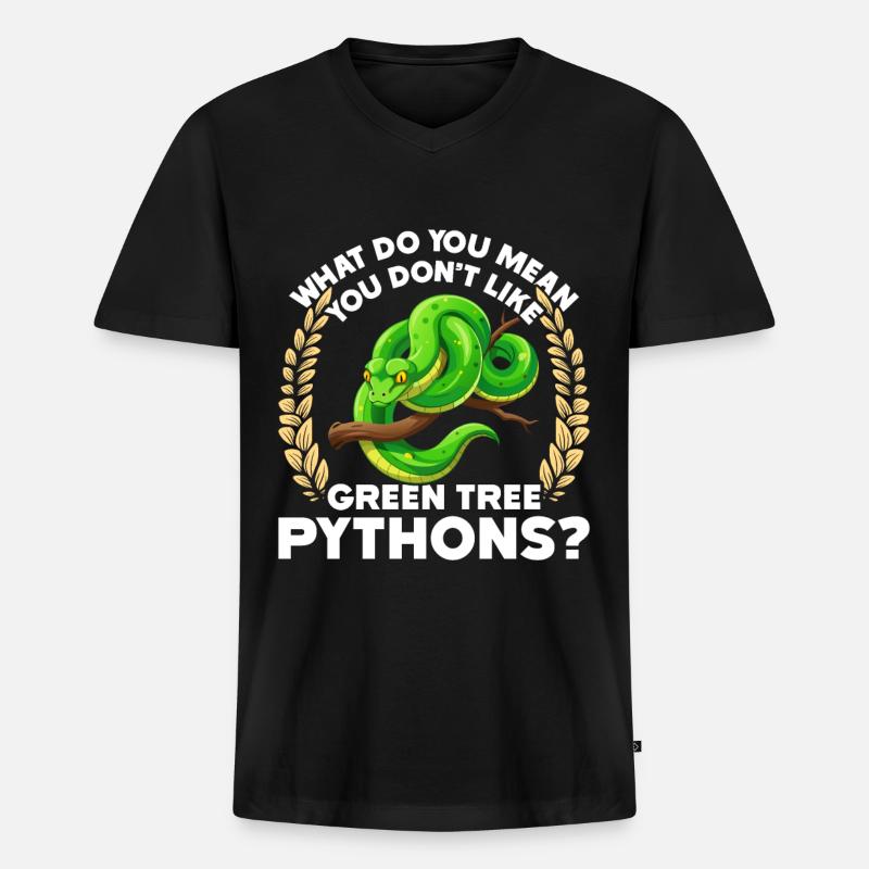 Green Tree Python - Männer Premium Bio T-Shirt mit V-Ausschnitt - Schwarz
