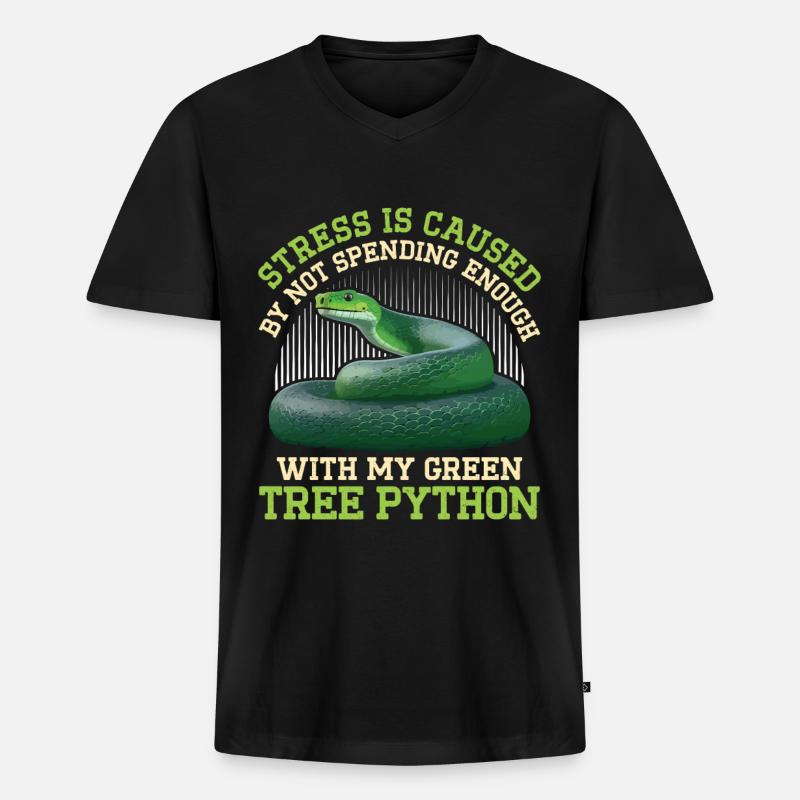 Green Tree Python - Männer Premium Bio T-Shirt mit V-Ausschnitt - Schwarz
