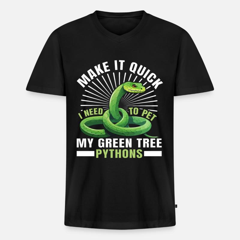 Green Tree Python - Männer Premium Bio T-Shirt mit V-Ausschnitt - Schwarz