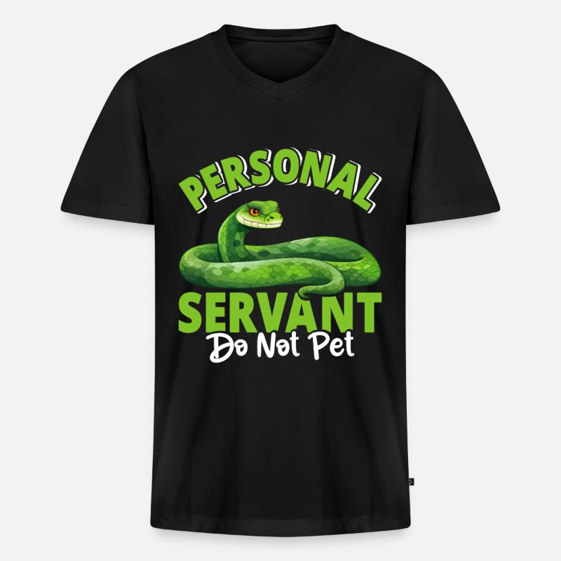 Green Tree Python - Männer Premium Bio T-Shirt mit V-Ausschnitt - Schwarz