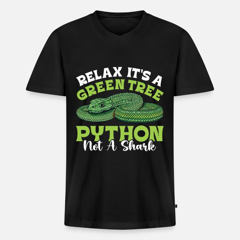 Green Tree Python - Men's Premium Organic T-shirt with V-neck - black
