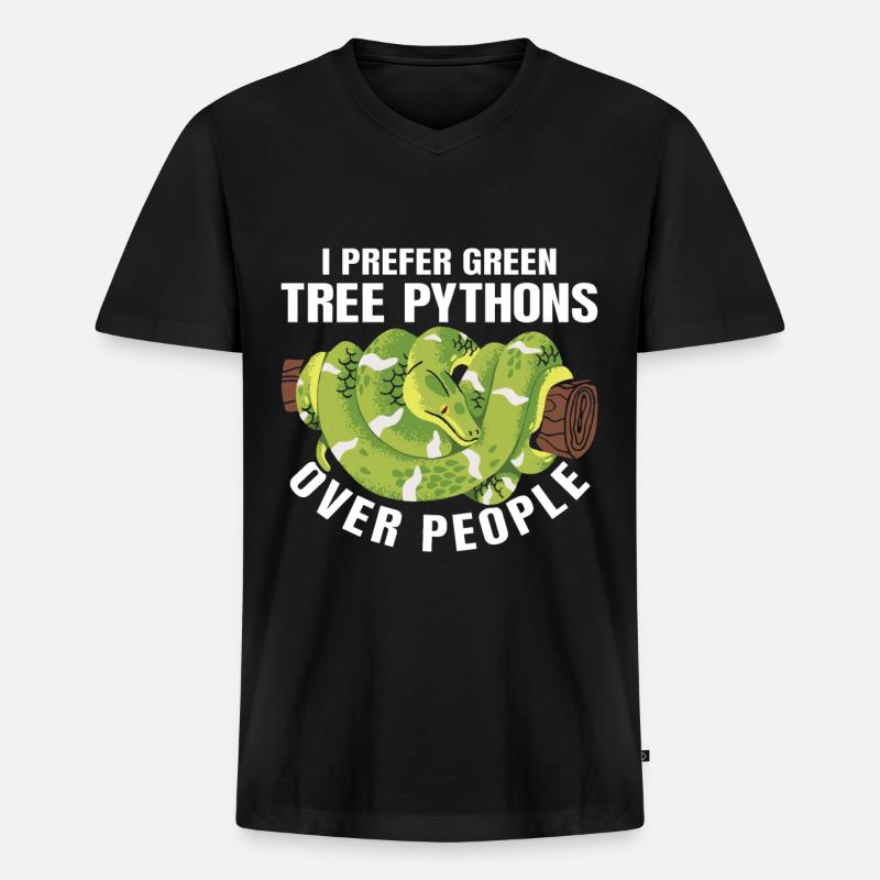 Green Tree Python - Men's Premium Organic T-shirt with V-neck - black