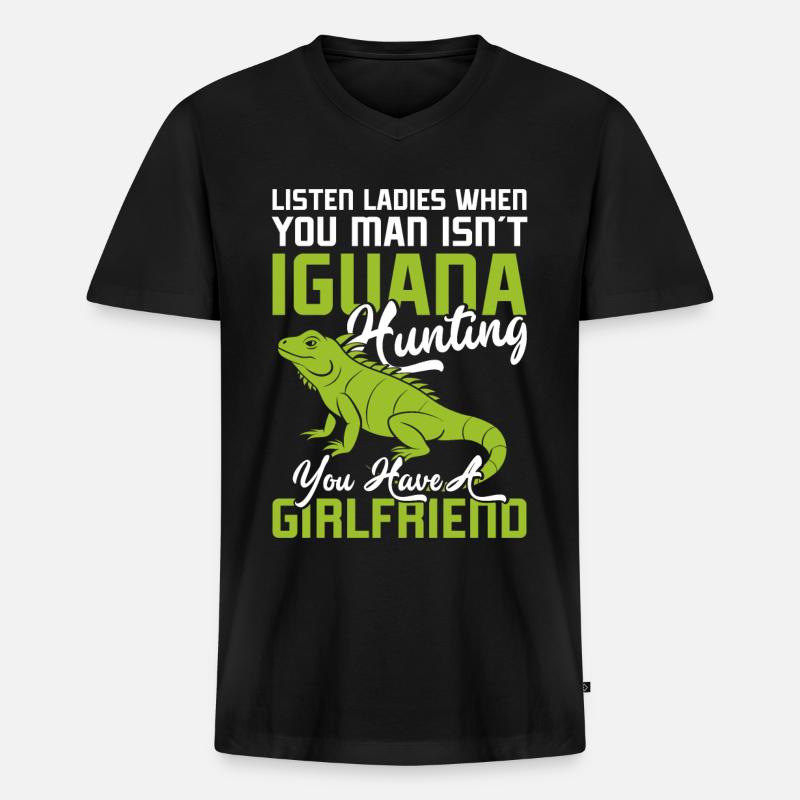 Iguana lustiger Spruch - Männer Premium Bio T-Shirt mit V-Ausschnitt - Schwarz