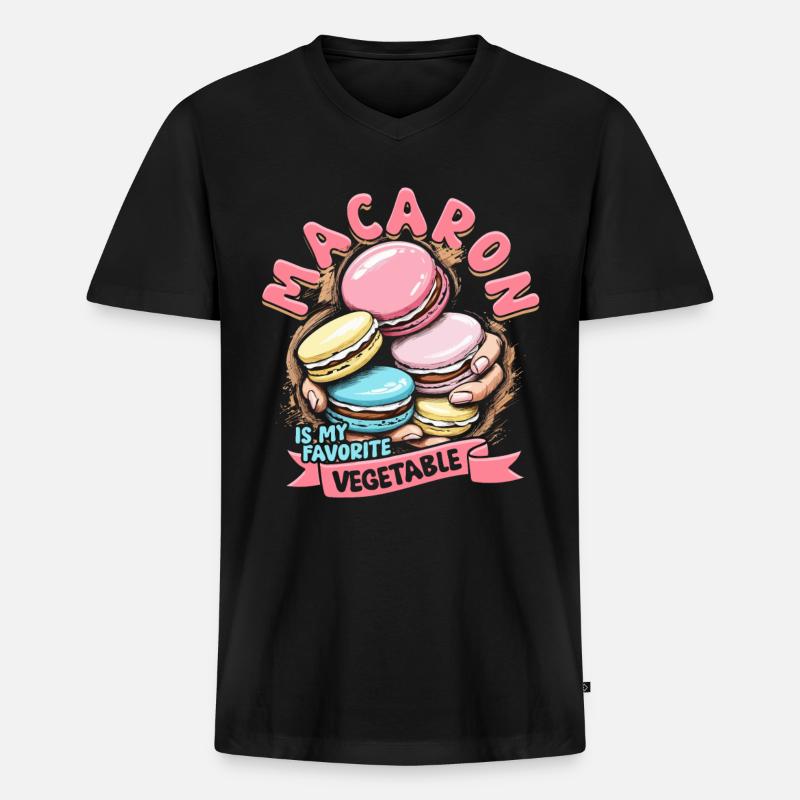 Macaron Macaronbäcker Patissier - Männer Premium Bio T-Shirt mit V-Ausschnitt - Schwarz