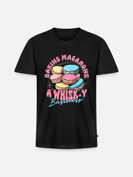 Macaron Macaronbäcker Patissier - Männer Premium Bio T-Shirt mit V-Ausschnitt - Schwarz