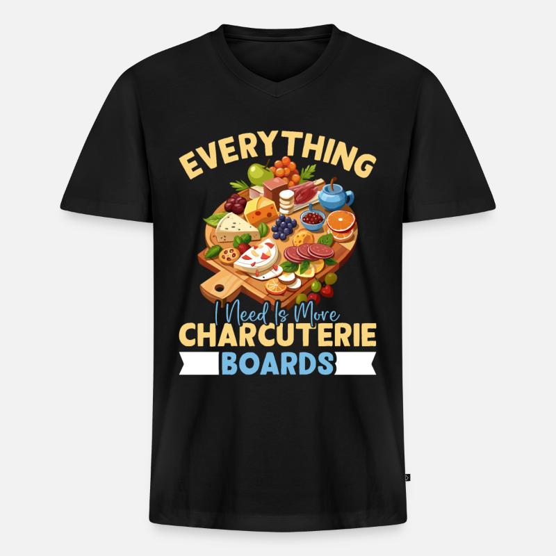 Funny Charcuterie Board - Männer Premium Bio T-Shirt mit V-Ausschnitt - Schwarz