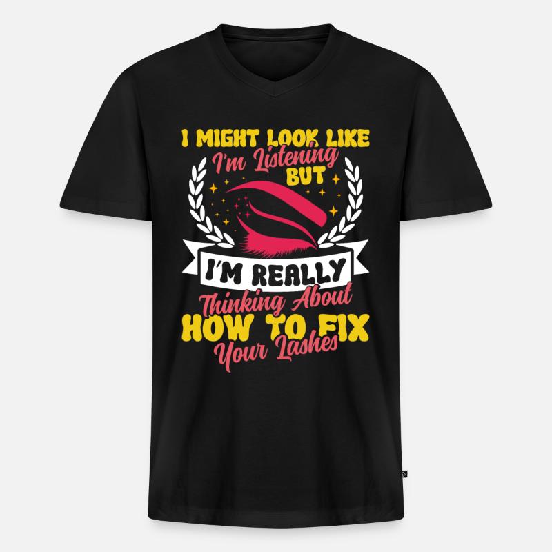 Lash Tech - Männer Premium Bio T-Shirt mit V-Ausschnitt - Schwarz