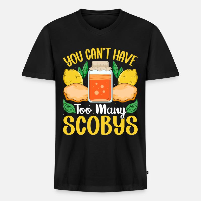 Kombucha Scoby fermented drinks - Männer Premium Bio T-Shirt mit V-Ausschnitt - Schwarz