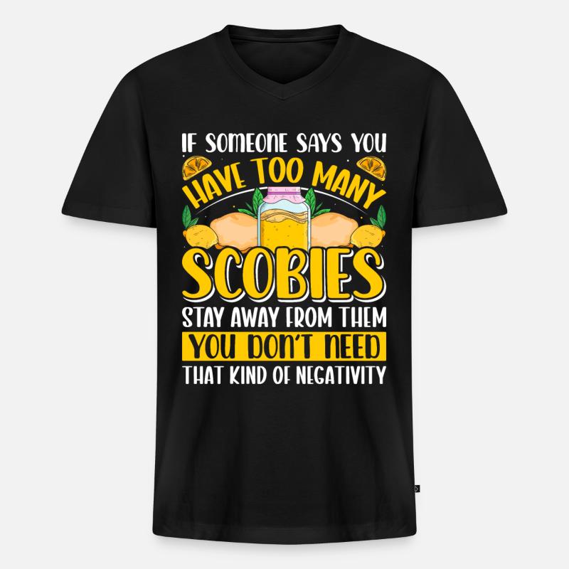 Kombucha Scoby fermented drinks - Männer Premium Bio T-Shirt mit V-Ausschnitt - Schwarz