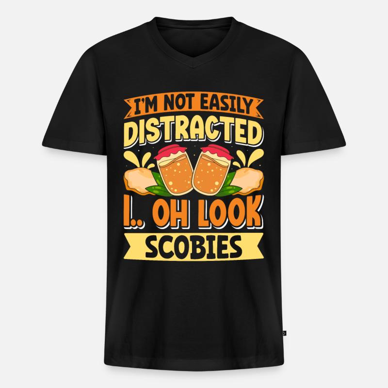 Kombucha Scoby fermented drinks - Männer Premium Bio T-Shirt mit V-Ausschnitt - Schwarz
