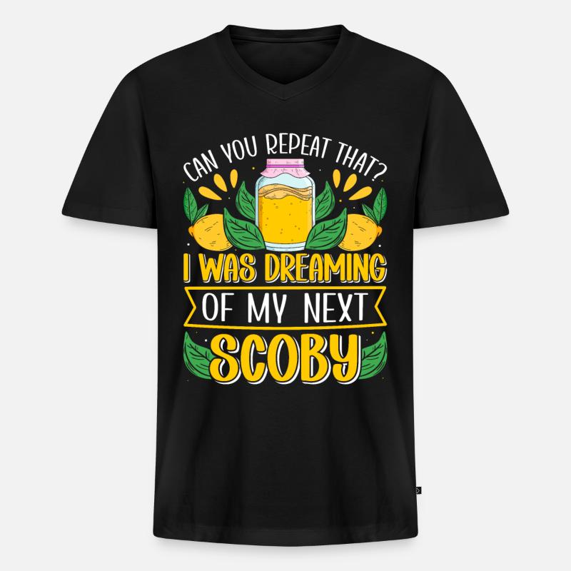 Kombucha Scoby fermented drinks - Männer Premium Bio T-Shirt mit V-Ausschnitt - Schwarz