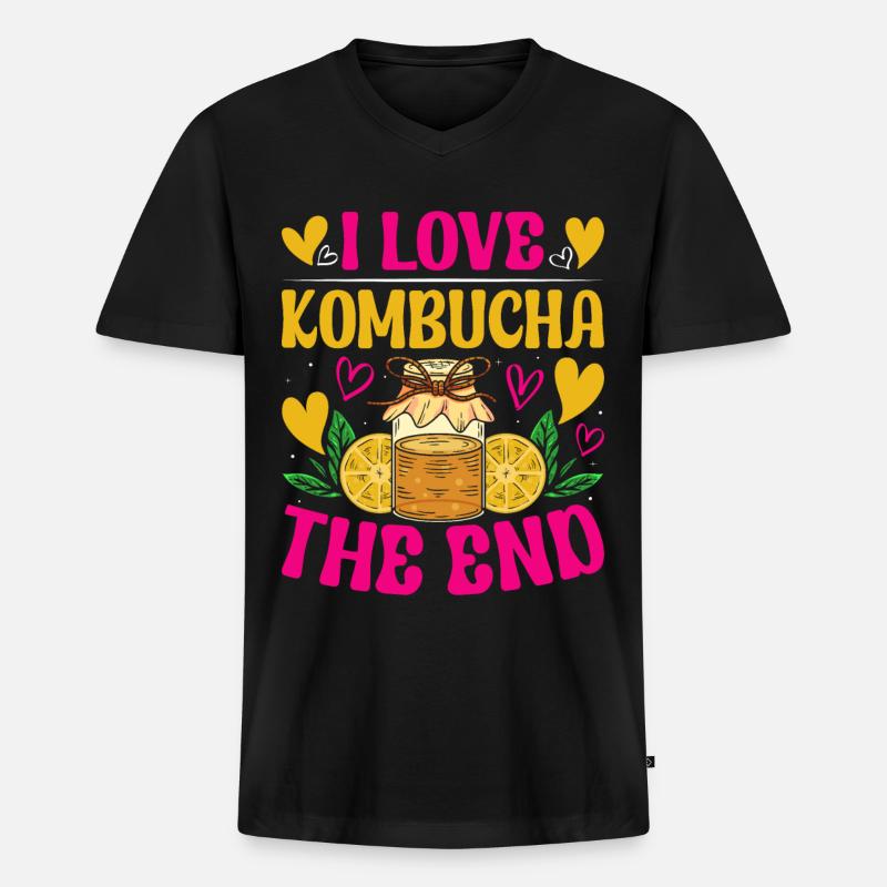Kombucha Scoby fermented drinks - Männer Premium Bio T-Shirt mit V-Ausschnitt - Schwarz