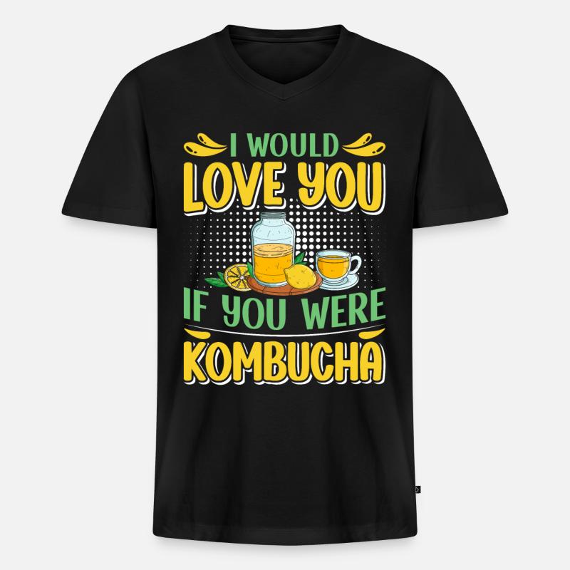 Kombucha Scoby fermented drinks - Männer Premium Bio T-Shirt mit V-Ausschnitt - Schwarz