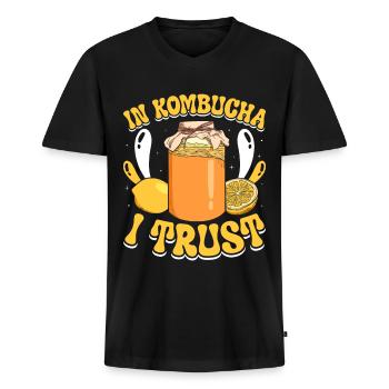 Kombucha Scoby fermented drinks - Männer Premium Bio T-Shirt mit V-Ausschnitt - Schwarz - Vorne - Nico (187cm)