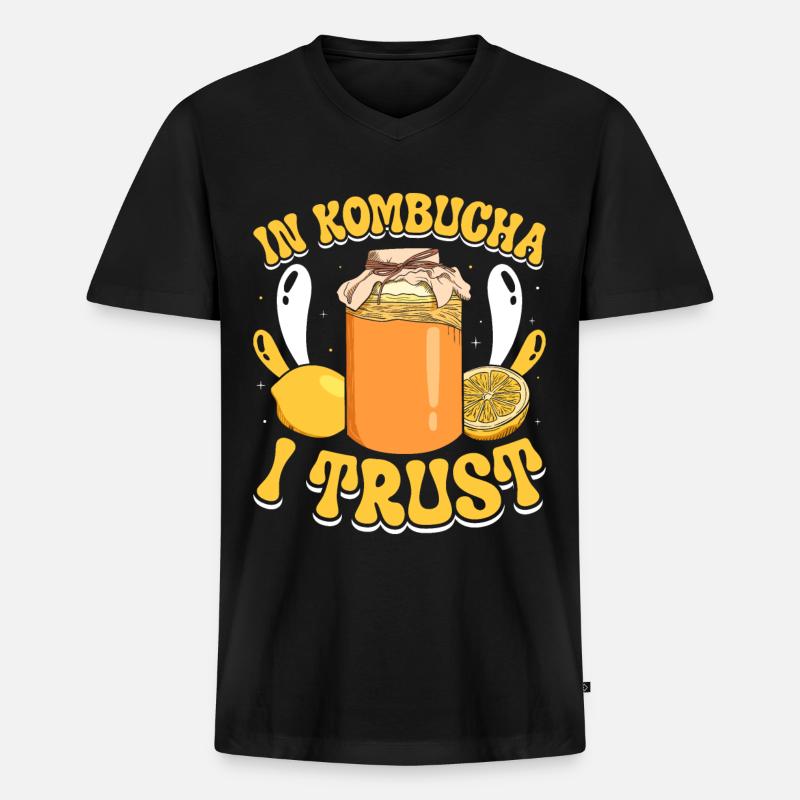 Kombucha Scoby fermented drinks - Männer Premium Bio T-Shirt mit V-Ausschnitt - Schwarz