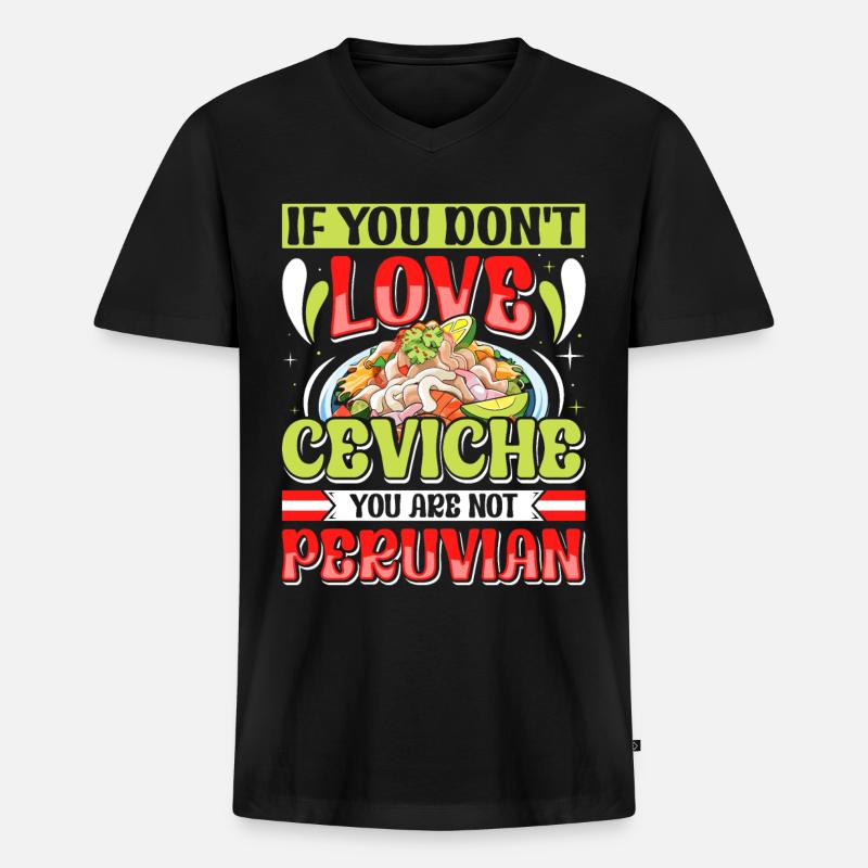 Seafood Peruvian Ceviche - Männer Premium Bio T-Shirt mit V-Ausschnitt - Schwarz