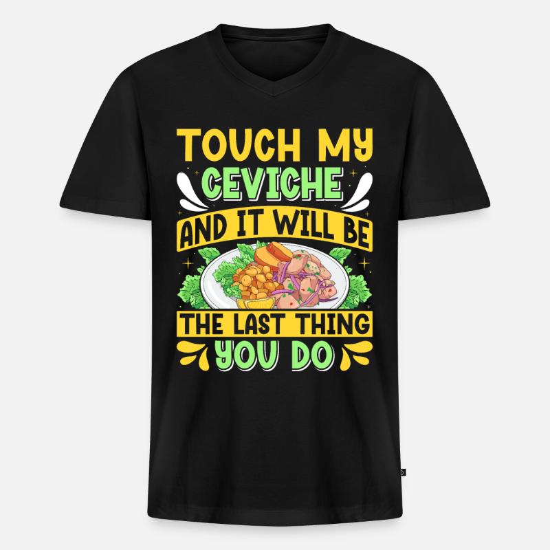 Seafood Peruvian Ceviche - Männer Premium Bio T-Shirt mit V-Ausschnitt - Schwarz