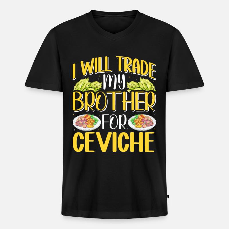 Seafood Peruvian Ceviche - Männer Premium Bio T-Shirt mit V-Ausschnitt - Schwarz