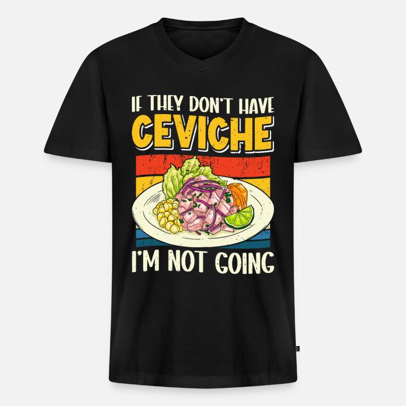 Seafood Peruvian Ceviche - Männer Premium Bio T-Shirt mit V-Ausschnitt - Schwarz