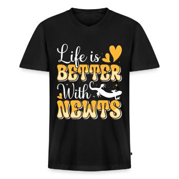 Newt - Men's Premium Organic T-shirt with V-neck - black - Front - Nico (187cm)