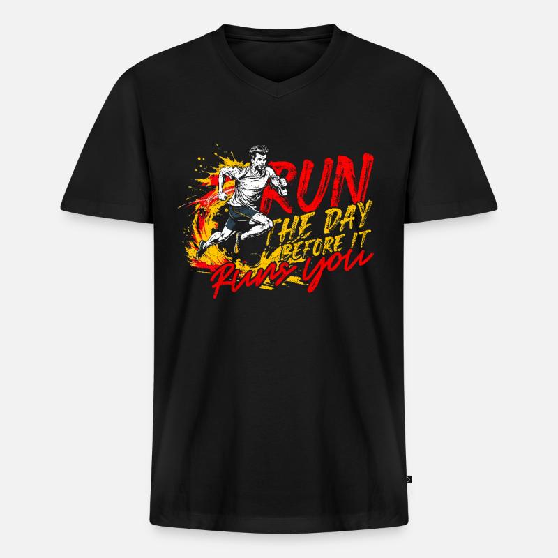 Sprint Leichtathletik Sprinten - Männer Premium Bio T-Shirt mit V-Ausschnitt - Schwarz