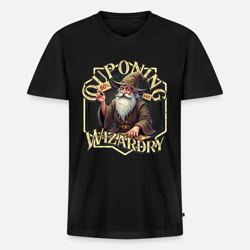 Couponing Coupon Couponing Wizardry - Männer Premium Bio T-Shirt mit V-Ausschnitt - Schwarz
