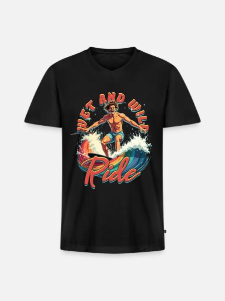 Wakeboarding Wakeboard Wakeboarder - Men's Premium Organic T-shirt with V-neck - black