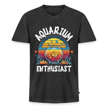 Aquarium Aquatics - Men's Premium Organic T-shirt with V-neck - heather anthracite - Front - Nico (187cm)