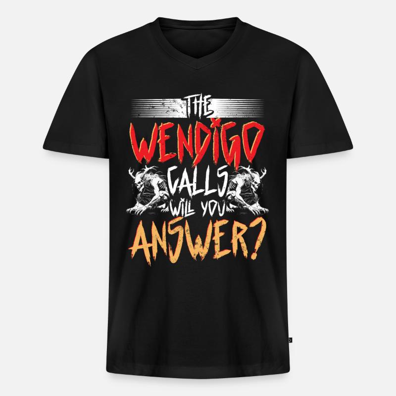 Wendigo Kryptide Cryptide - T-shirt encolure en V Premium bio Homme - noir